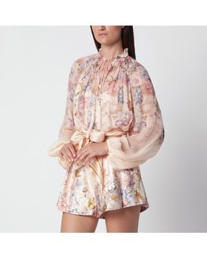 Zimmermann Valiant Peach Floral-Print Blouse - Pink