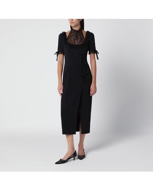 Alessandra Rich Midi Dress With Lace Insert - Black
