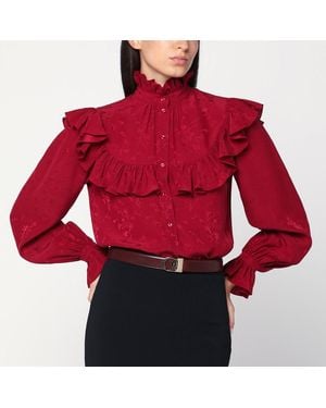 Saint Laurent Damask Silk Shirt - Red