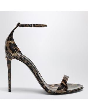 Dolce & Gabbana Keira Leopard-Print Leather Sandals - Black