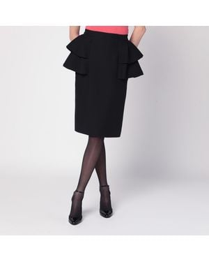 Valentino Black Skirt With Ruffles On The Sides