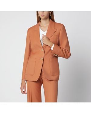 Chloé Veste Droite En Gabardine De Laine Brûlé - Orange