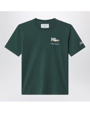 MC2 Saint Barth Dunkelgrünes Baumwoll-T-Shirt Mit Land Lover Stickerei