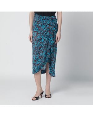 Dries Van Noten Gonna midi con dettaglio arricciato - Blu