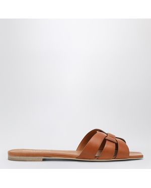 Saint Laurent Tribute Leather Sandal - Brown