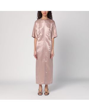 Loulou de Saison Long Antique Dress In Linen And Silk - Pink