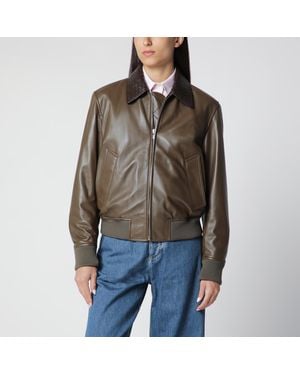 Bottega Veneta Wader Glossy Leather Jacket - Brown