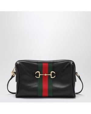 Gucci Small Horsebit Web Leather Camera Bag - Black