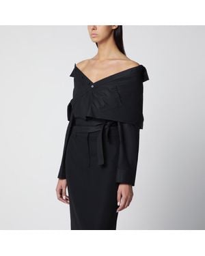 Balenciaga Off-Shoulder Wrap Shirt - Black