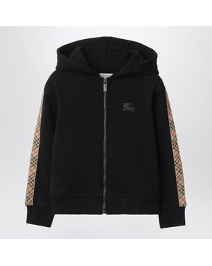 Burberry Sweatshirt With Check Motif Detail - Black