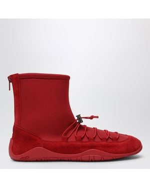 Dear Frances Bottines Scuba Bootie Rouges En Daim Et Néoprène