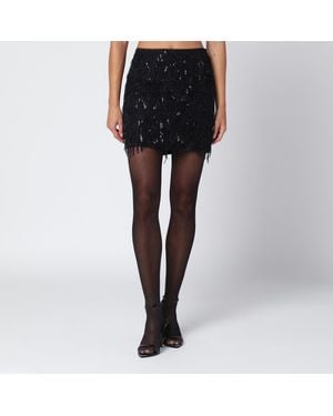 ROTATE BIRGER CHRISTENSEN Mini Skirt With Beaded Fringes - Black