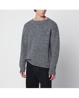 AURALEE Charcoal Wool Crew Neck Jumper - Grey