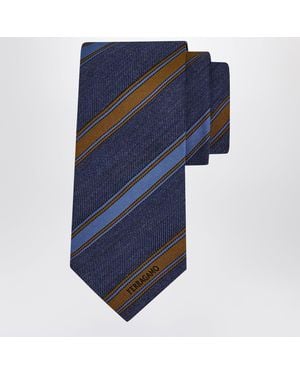 Ferragamo Medium Regimental Jacquard Tie - Blue