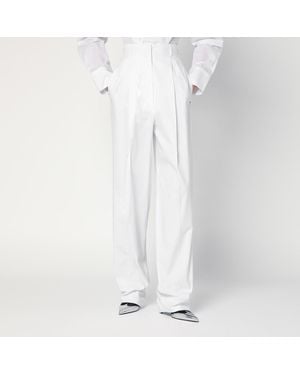 Sportmax Wide White Cotton Pants