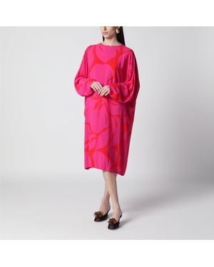 Dries Van Noten Kleid Mit Fuchsia-Print Aus Viskose - Rot