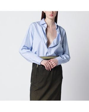 Maison Margiela Blouse With Folded Collar - Blue