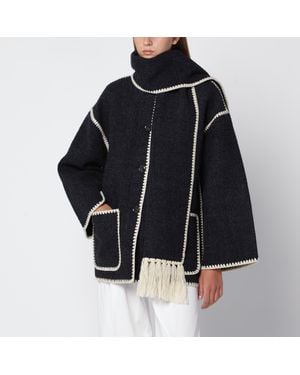 TOTEME Dark Mélange Jacket With Scarf - Black
