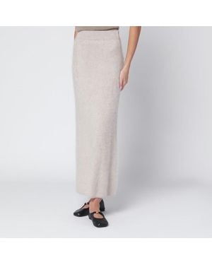 Almada Label Gonna umi color taupe in cashmere - Bianco