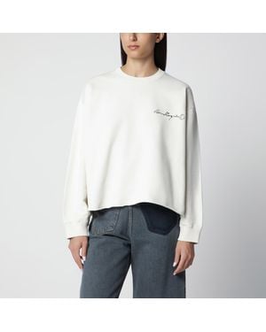 MM6 by Maison Margiela Écru Fleece Sweatshirt With Logo Print - White