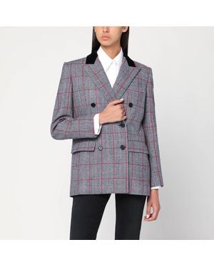 Chloé Black/white Chequered Wool Double-breasted Blazer - Grey
