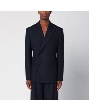 Loewe Navy Double-breasted Jacket In Wool - Blue