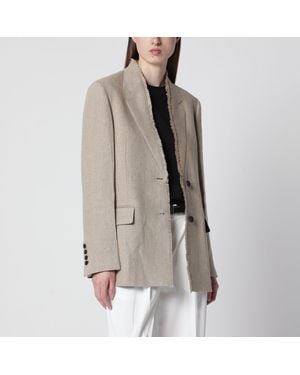 TOTEME Frayed-Lapel Natural Linen Blazer