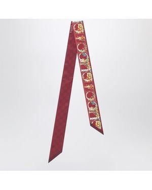 Gucci Silk Floral Print Scarf - Red