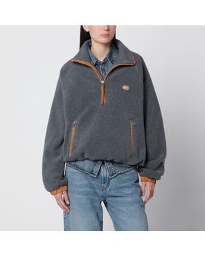 Ami Paris Ash Fleece Sweatshirt With Ami Patch - Blue