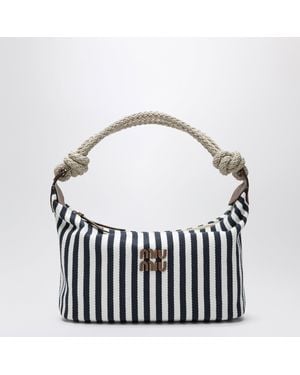 Miu Miu Sac Rayé En Canvas Bleu/Cognac - Multicolore