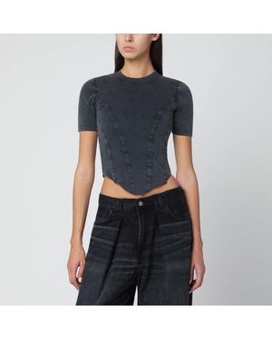 Balenciaga Washed Corset-Style T-Shirt - Blue
