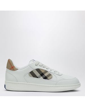 Burberry Leather Trainer Terrace And Check - White