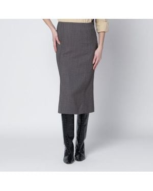 MM6 by Maison Margiela Braun- Gemusterter Woll-Midirock - Grau