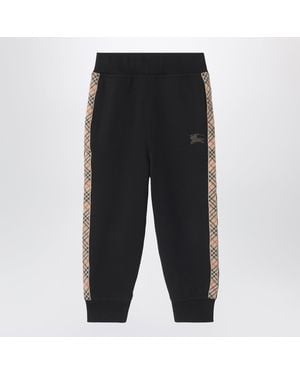 Burberry jogging Pants With Check Motif Detail - Black