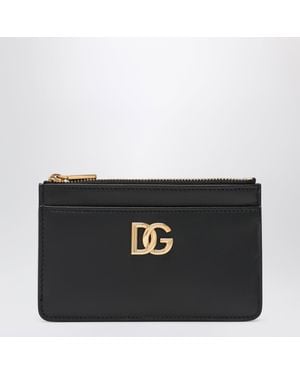 Dolce & Gabbana Dolce & Gabbana Leather Card Holder With Zipper - Black