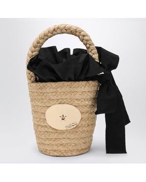 Patou Vanillefarbene Bucket Bag Aus Stroh Mit Logo - Schwarz