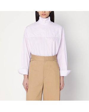Victoria Beckham Camicia a righe lilla/bianca in cotone organico - Bianco
