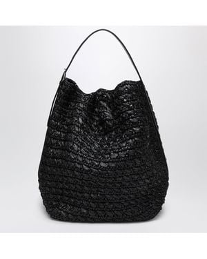 TOTEME Sac Cabas En Raphia Noir À Détails Ceinture