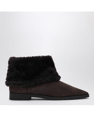 TOTEME Suede And Shearling Ankle Boots - Black