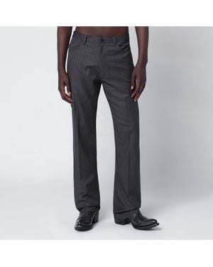 Balenciaga Pinstripe Wool Trousers - Blue