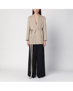 Victoria Beckham Wool Jacket With Belt - Brown