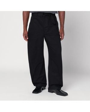 Lemaire Pantalon En Coton Avec Ceinture - Noir