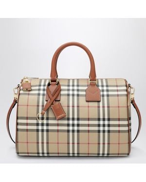 Burberry Medium Bowling Bag With Check Pattern - Brown