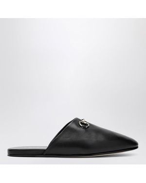 Gucci Leather Mules With Horsebit - Black