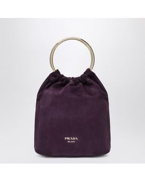 Prada Borsa a secchiello mini color prugna in suede - Viola