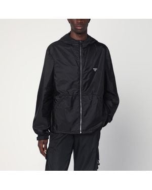 Prada Giacca con zip nera in re-nylon - Nero