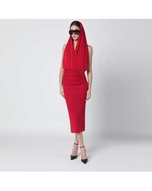 ANDAMANE Annie Hooded Midi Dress - Red