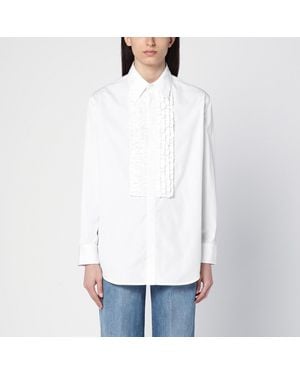 Bottega Veneta Poplin Ruffle Shirt - White