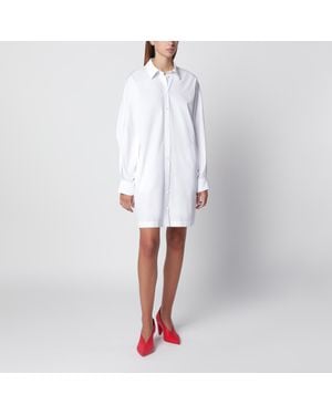 Loewe Cotton Poplin Shirt Dress With Batwing Sleeves - White