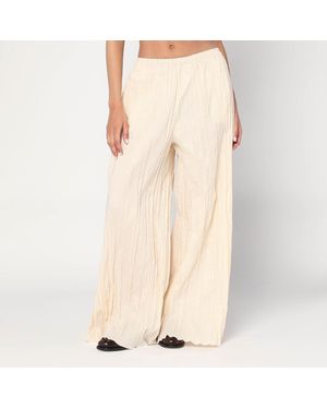 MKDT STUDIO Pinola-Atelier Pleated Fabric Ivory Trousers-Donna - Neutro